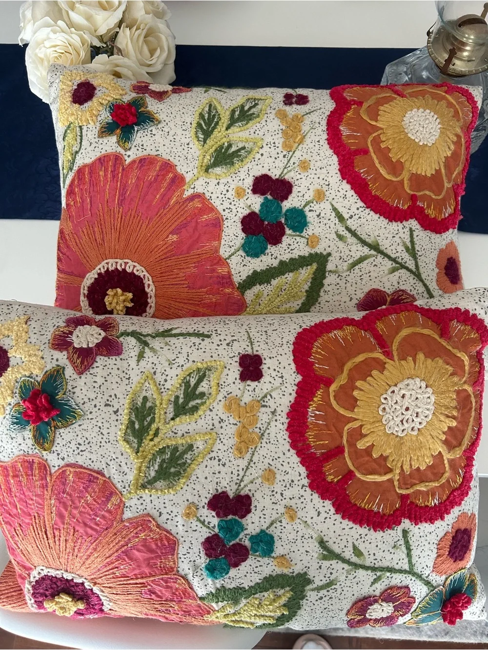 Pier 1 Imports pair of  elodeees floral throw pillows 12x18